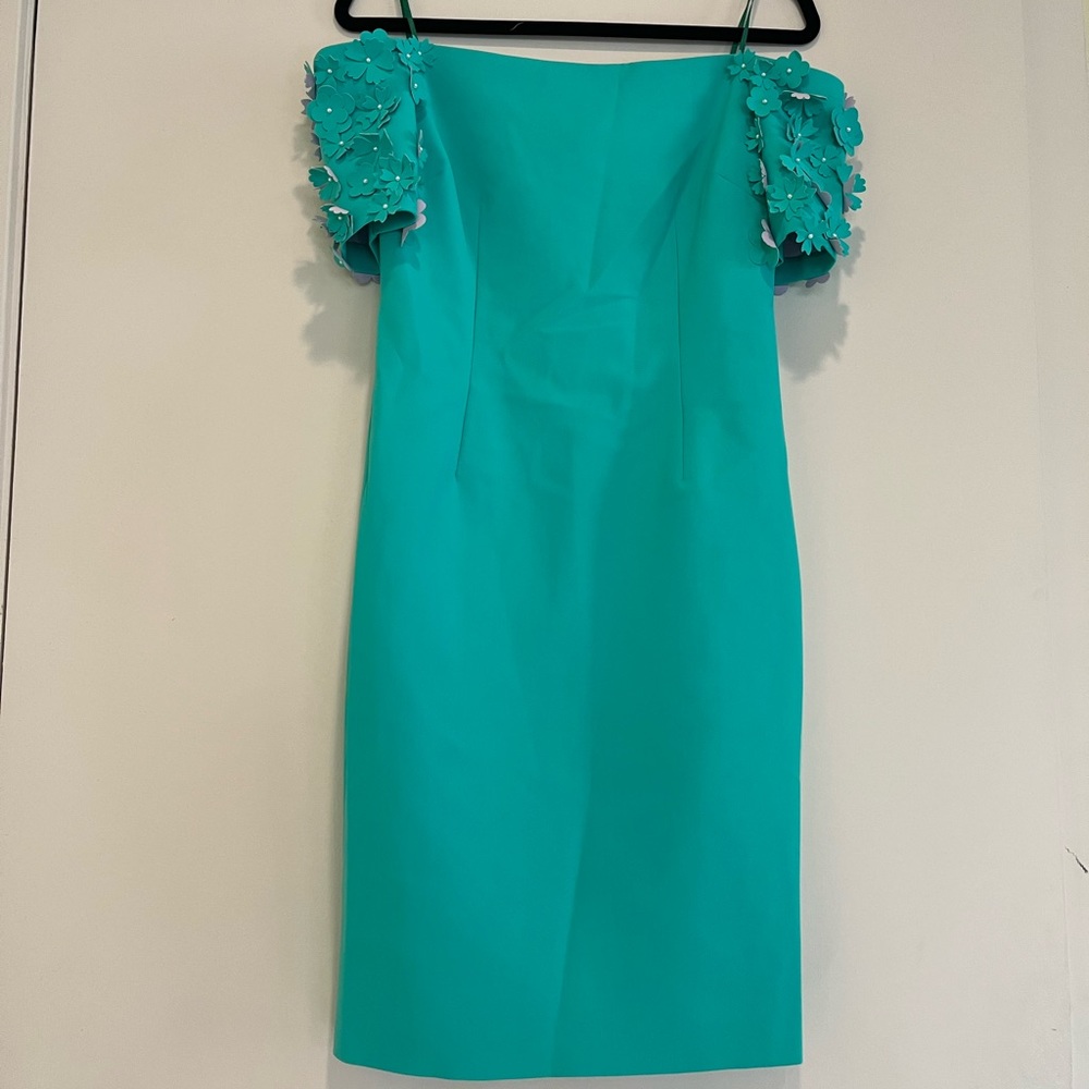Rickie Freeman Teri Jon Turquoise Off the Shoulder Dress. Size 4. New with tags!